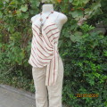 Sweet rich cream top with rust/grey stripes. Shoestring straps. Size 30 by REFINERY.Fold over.As new