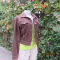 Bomber long sleeve jacket in dark brown. By ETAM Uk size 34. Yoked back. 4 Pockets. New condition