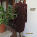 Stunning straight knit maroon acrylic/some mohair soft knitted long sleeve/poloneck dress Size 34/36