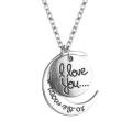 I Love You To The Moon Silver Round Pendant Necklace