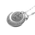 I Love You To The Moon Silver Round Pendant Necklace