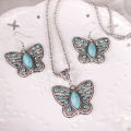 Tibetan silver butterfly earring and necklace set  ..