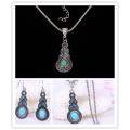 Tibetan silver pendant, earring and necklace set  .. low snap fri shipping special
