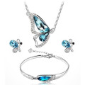 Stunning silver and crystal butterfly 3 pc set - low shipping