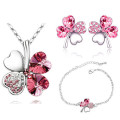 Austrian Crystal Clover Pendant , earring , bracelet set- low shipping