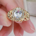 White Sapphire yellow Rhodium Plated Ring  7   - low shipping