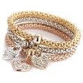 Rose gold, gold and silver charm bracelet..one bid for ALL 3