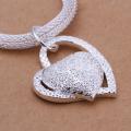 Solid 925 silver filled heart pendant and chain