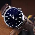 Yazole!!  mens leather and steel watch