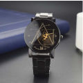Retro Mens Stainless Steel Watches Compass Quartz Analog Wrist Watch