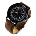 SOXY Mens Watch Leather Band Steel Analog Quartz Business Wrist Watch.. LATE ENTRY