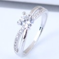Solitaire CZ wrapped in white gold filled setting..with swarovski elements