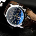 Leather and stainless steel Business watch