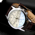 Leather and stainless steel Business watch