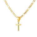 9CT Gold cross and figaro chain plated.