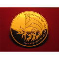 NELSON MANDELA  - 10 YEARS OF FREEDOM ( 24CT Gold Plated Medallion )