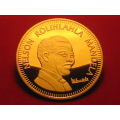 NELSON MANDELA  - 10 YEARS OF FREEDOM ( 24CT Gold Plated Medallion )