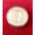 NELSON MANDELA .LONG WALK TO FREEDOM MEDAL . 24CT GOLD CLAD. ENCAPSULATED WITH BOX.