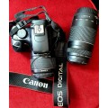 CANON EOS 1100D CAMERA PLUS 75-300 ZOOM LENS PLUS EXTARNEL FLASH. AS GOOD AS NEW.