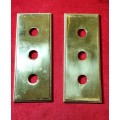 ANTIQUE SOLID BRASS LIGHT SWITCH COVERS. 2 X . 20CM LONG