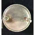AUTHENTIC BUTTERFLY WING ART DECO CAMEO SET IN STERLING BROOCH