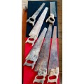 COLLECTION OF 6 X ANTIQUE WOOD HANDLE HAND SAWS. SEE PHOTO REPORT.