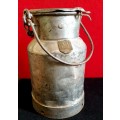 ANTIQUE MILK / CREAM CAN WITH BRASS STAMPS. 30CM HIGH
