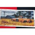 ANTIQUE HUGE BEADED POINT  WORK OF OLD FORD BAKKIE ON CANVAS  !! SCARCE !!! 78 CM X 36 CM .