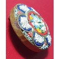 ANTIQUE MICRO MOSAIC BROOCH. ITALY MADE.
