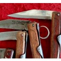 5 X VINTAGE OKAPI KNIFES PLUS TWO BLADES. RESTOURATION JOB.