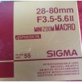 SIGMA 28-80mm F3.5-5.6 11 MINI ZOOM MACRO LENS IN BOX.