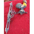 HUGE HEAVY CAST IRON VINTAGE CHICKEN MOTIVE DOOR BELL HANGER. 35C M LONG.