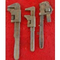3 X ANTIQUE MONKEY WRENCHES