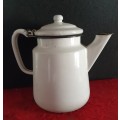 90 MORE ITEMS ON SAME AUCTION ! ANTIQUE BIG HINGED LID ENAMEL COFFEE POT.