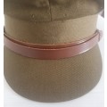 SA ARMY WW11 Officers cap. Leather band. SAPHI ,PRETORIA.