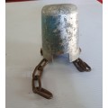Antique/Vintage metal shell water tap locker with chain.