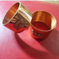2 X VINTAGE THICK HEAVY SOLID COPPER ZAMBIA SERVIETE RINGS.