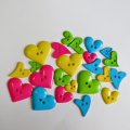 Lot of 21 different colour heart shape buttons