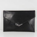 Black faux leather clutch bag - 20 x 29 cm