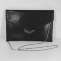 Black faux leather clutch bag - 20 x 29 cm