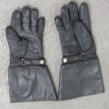 Pair of vintage leather motorbike gloves - Size S/M - Length 34 cm