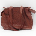 Genuine Ostrich leather handbag - Dark Brown