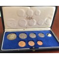 1971 South Africa Short Proof coin set R1 to 12c