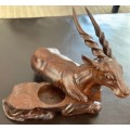 Beautiful Wooden SA Mint Eland figurine empty coin holder fits a 1oz coin