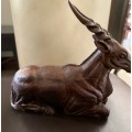 Beautiful Wooden SA Mint Eland figurine empty coin holder fits a 1oz coin