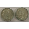 1966 South Africa Silver R1 Coin English And Afrikaans (2 Coins)