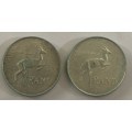 1966 South Africa Silver R1 Coin English And Afrikaans (2 Coins) 30g silver