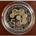 UNIQUE! 2021 100 year anniversary Reserve Bank proof R5 coin and silver Crown and banknote set