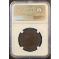 1892 ZAR PENNY BRONZE COIN NGC GRADED MS61BN MINT STATE
