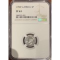 RARE 1950 Proof 3p tickey Union South Africa coin NGC PF63 only 500 minted